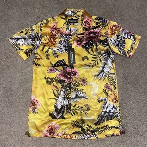 Fresh Prints By Drill Clothing Mens Colorful Floral Button Up Shirt Size Small